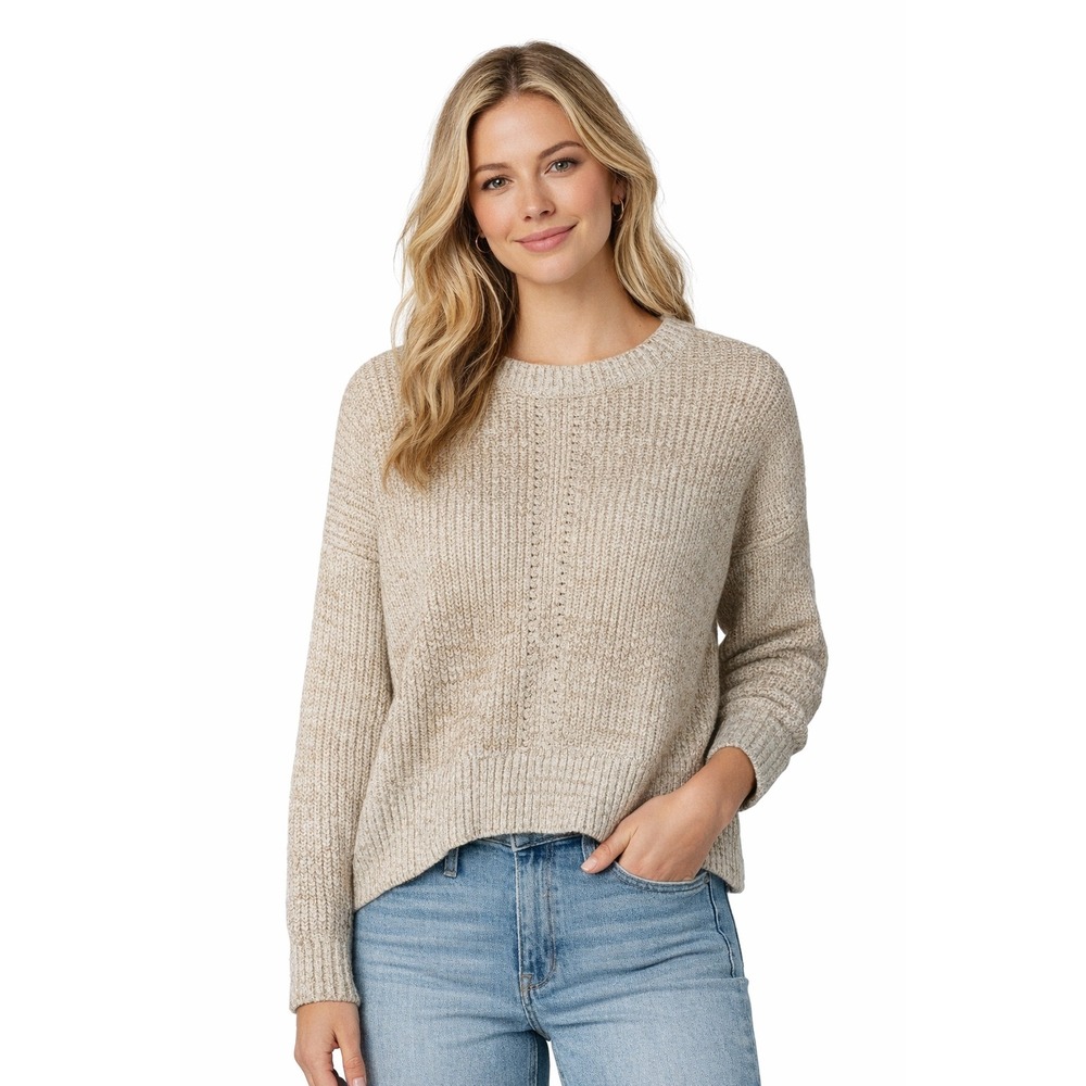 Duluth Trading Co‎ Womens Tan Marl Ribbed Crew Neck Sweater Large 22812